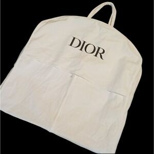 Christian Dior Cream Canvas Garment Bag W zipper Designer zipper pull Initials.